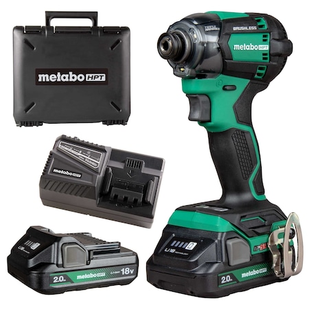 Metabo Hpt 18V MV Cordless Brushless Triple Hammer Bolt Impact Driver Kit 2 x 2.0Ah WH18DCM